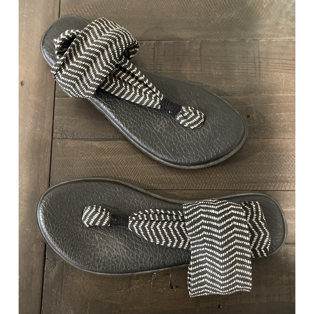 Sanuk Yoga Sling Sandals‎ Sz 10 Off Gray Stripes